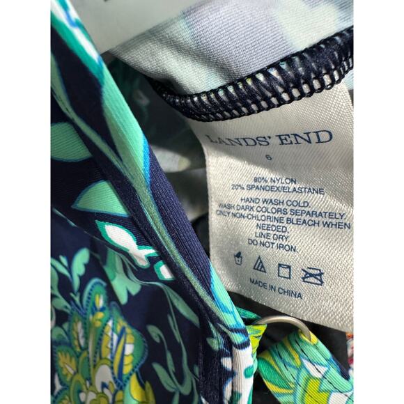 Lands End Navy Blue Deep Sea Floral Tankini Top Underwire Size 6 - Picture 5 of 5